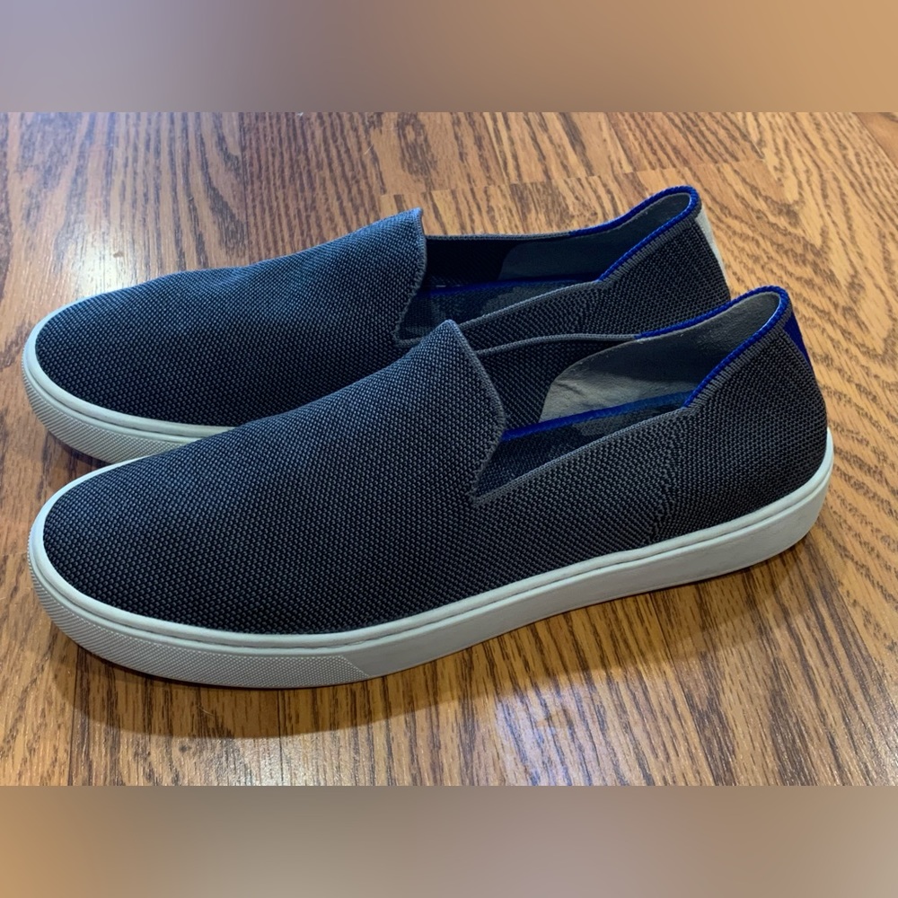 Rothy's Womens The Sneaker Gray/White Classic Slip-On Sneakers Shoes Size 9